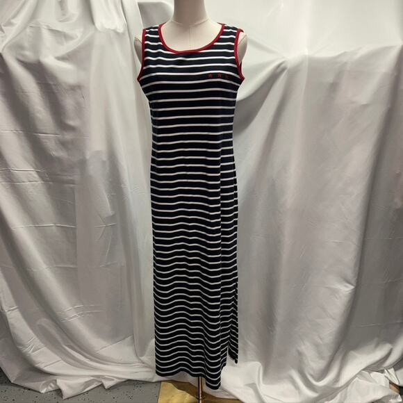 Norton‎ McNaughton Striped Sleeveless Maxi Dress Women Small Nautical Navy red - Picture 2 of 15